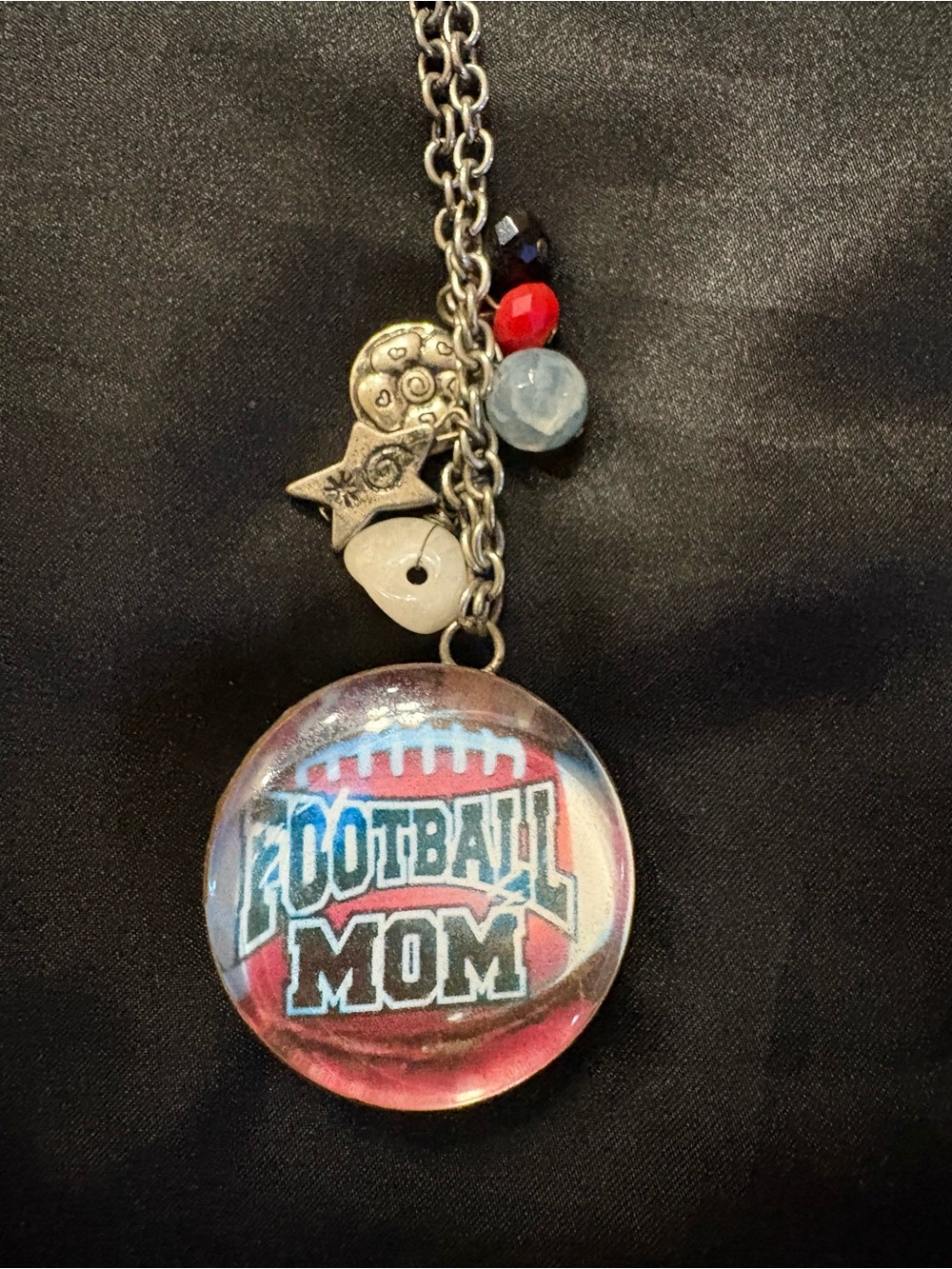 Football Mom Charm Necklace in Red, Black , White